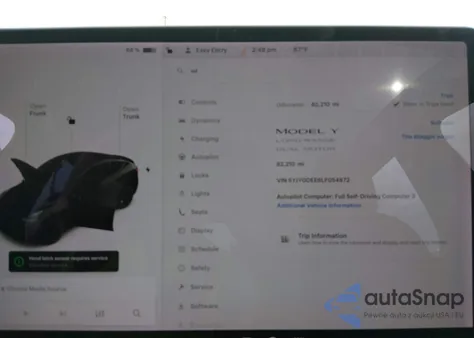 2020 Tesla Model Y Long Range Dual Motor All-Wheel Drive z USA, uszkodzony, nr VIN 5YJYGDEE6LF054872